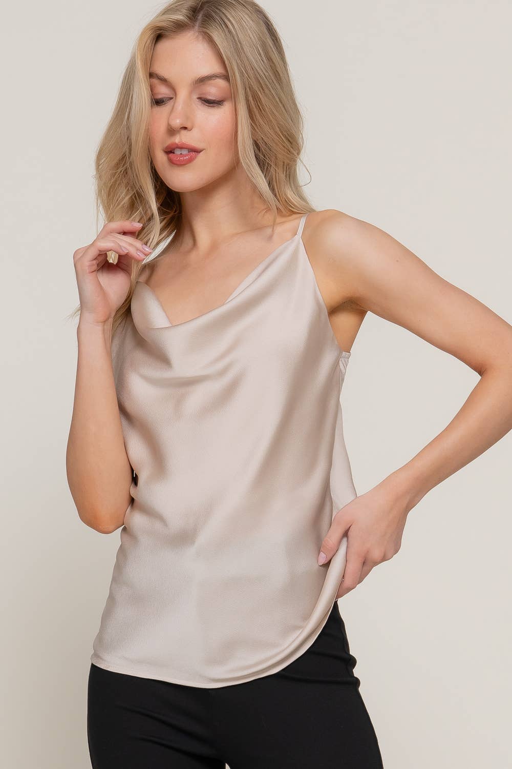 Cowl Neck Satin Cami Top