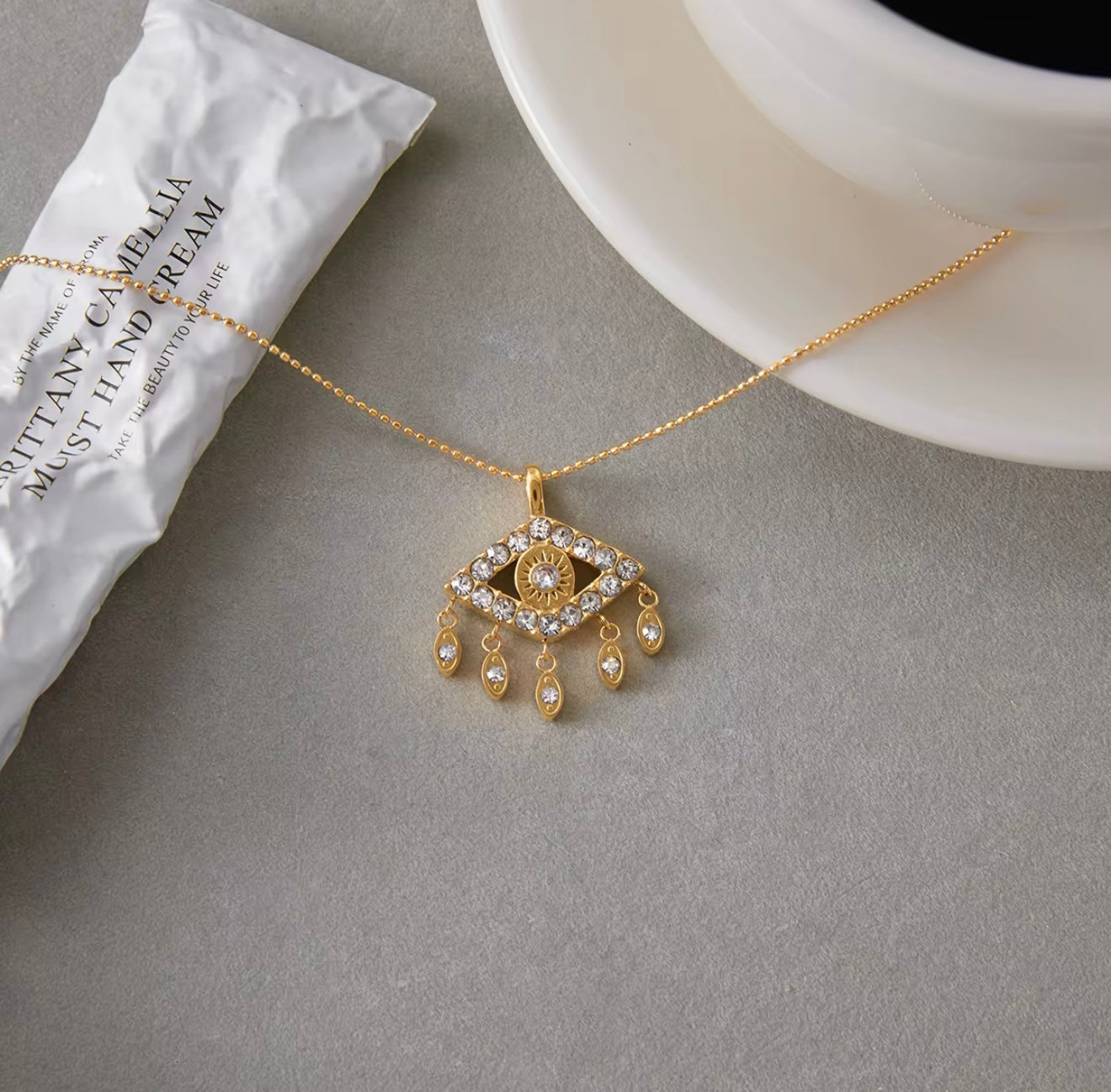 18K gold Tassel Evil Necklace