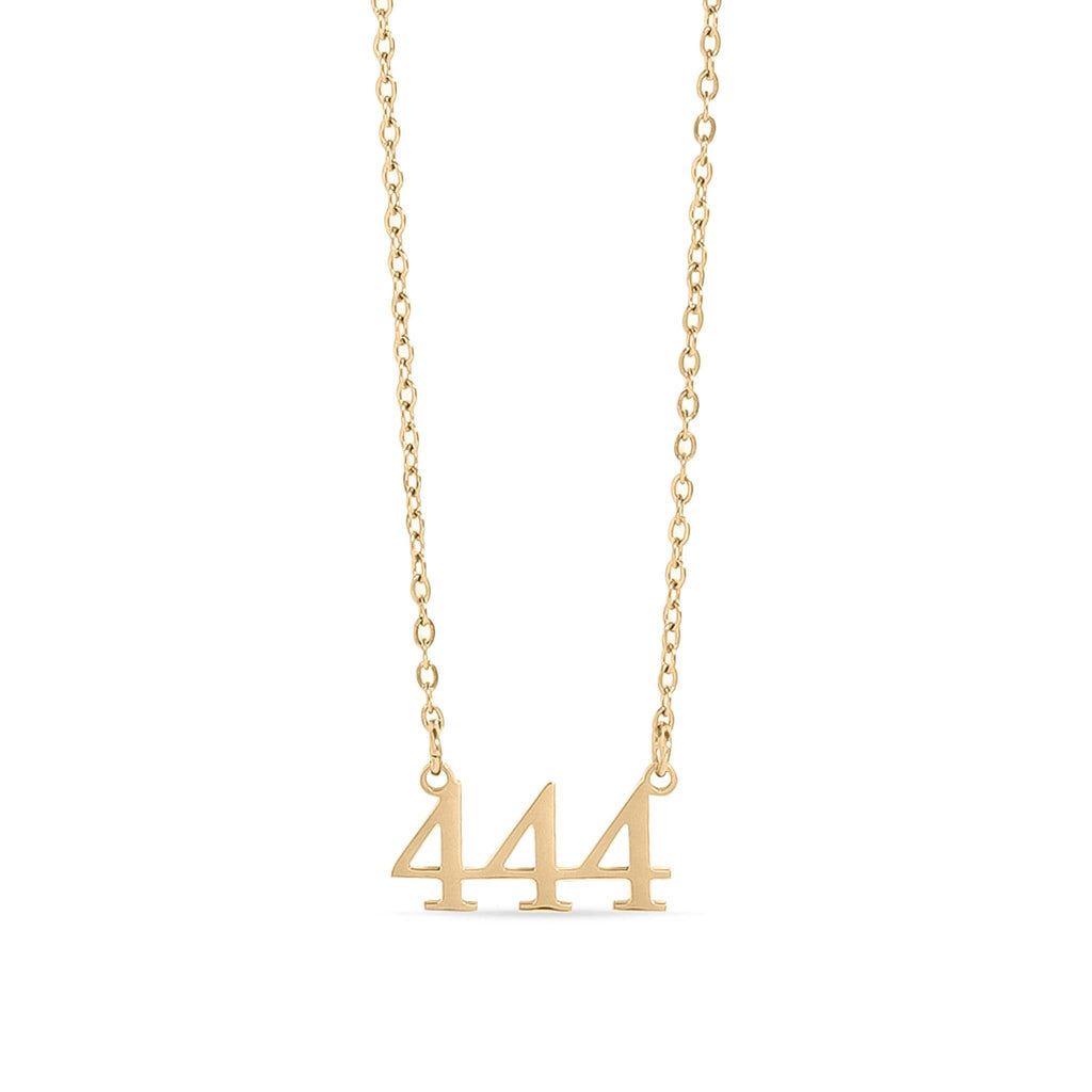 18K Gold PVD Stainless Steel Angel Number Necklace: Gold / 444